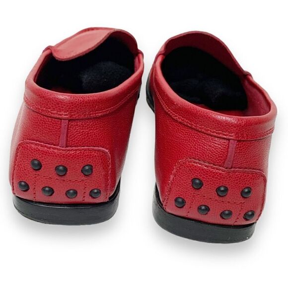 TOD’S Classic Red Pebbled Leather Driving Loafer Flat Shoes in Women’s US Size 9 - Picture 6 of 9